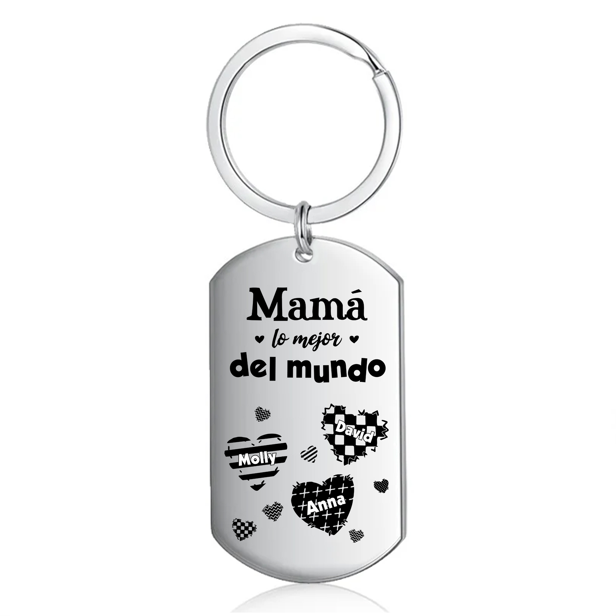A mi mamá-Llavero 1-6 Nombres Personalizados CORAZONES-Jessemade ES