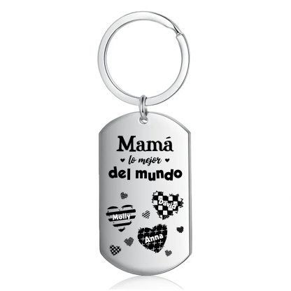 A mi mamá-Llavero 1-6 Nombres Personalizados CORAZONES-Jessemade ES