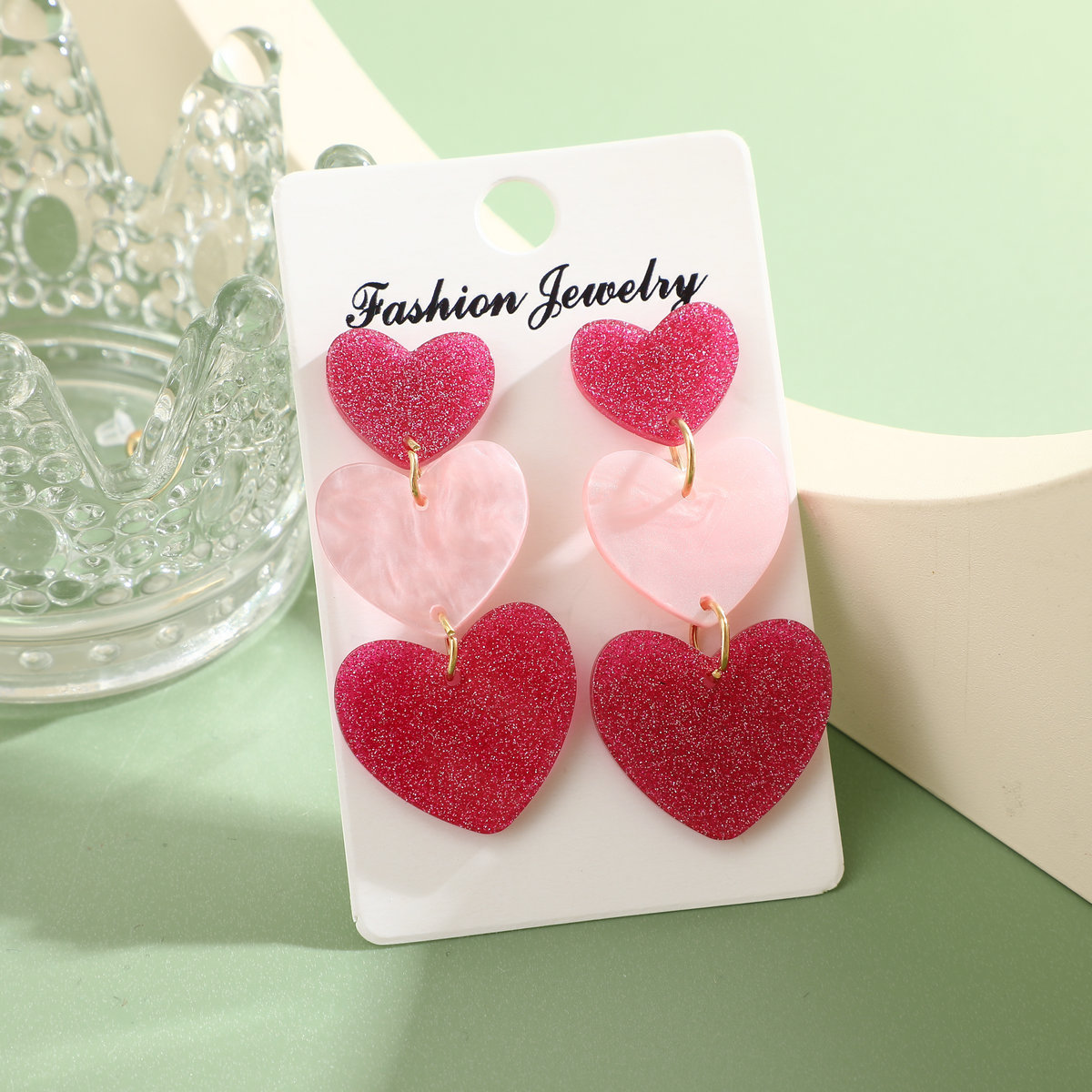 San Valentín-Pendientes de tres corazones-Jessemade ES