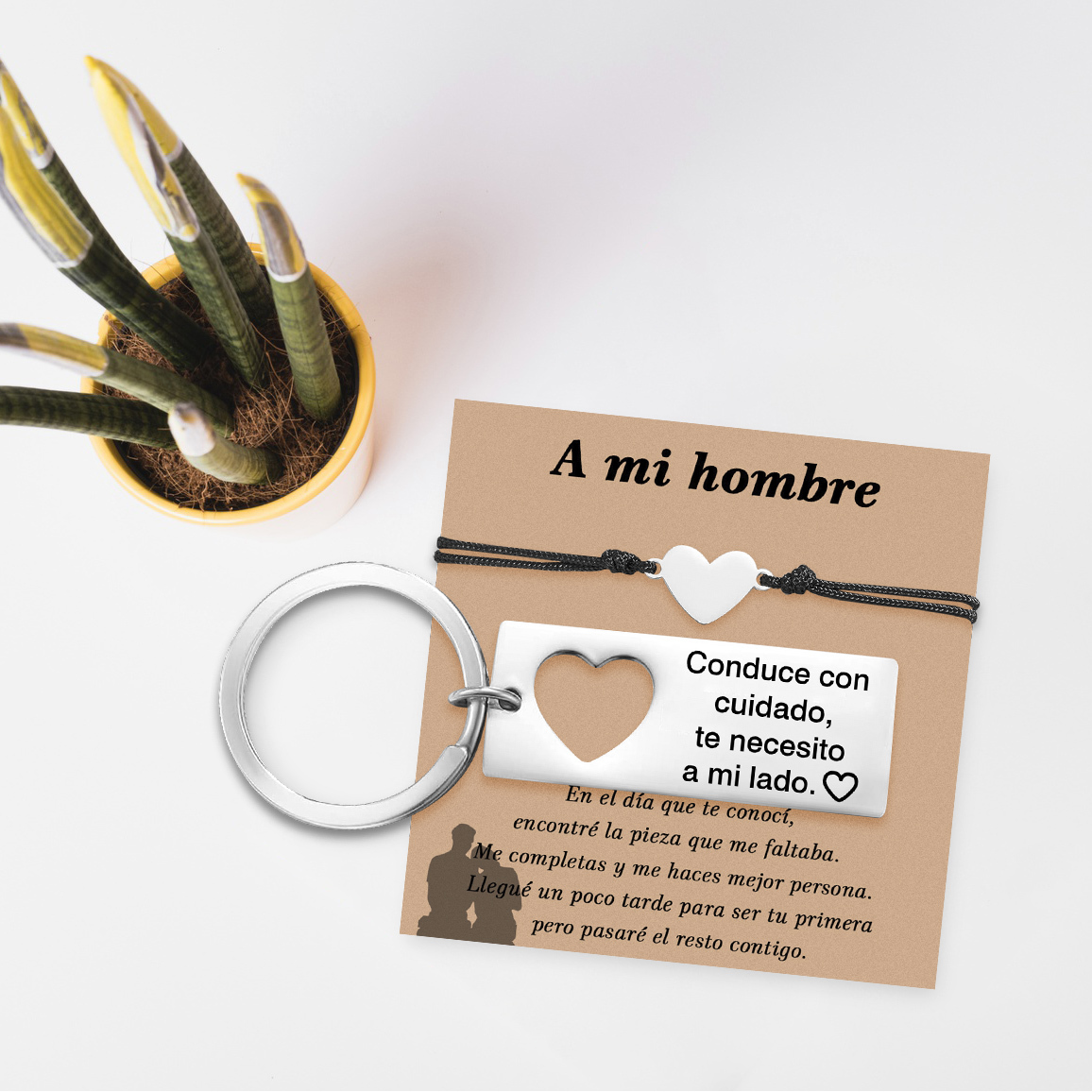 A mi hombre-Pulsera y Llavero Combinación con Tarjeta