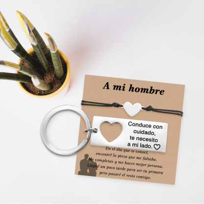 A mi hombre-Pulsera y Llavero Combinación con Tarjeta