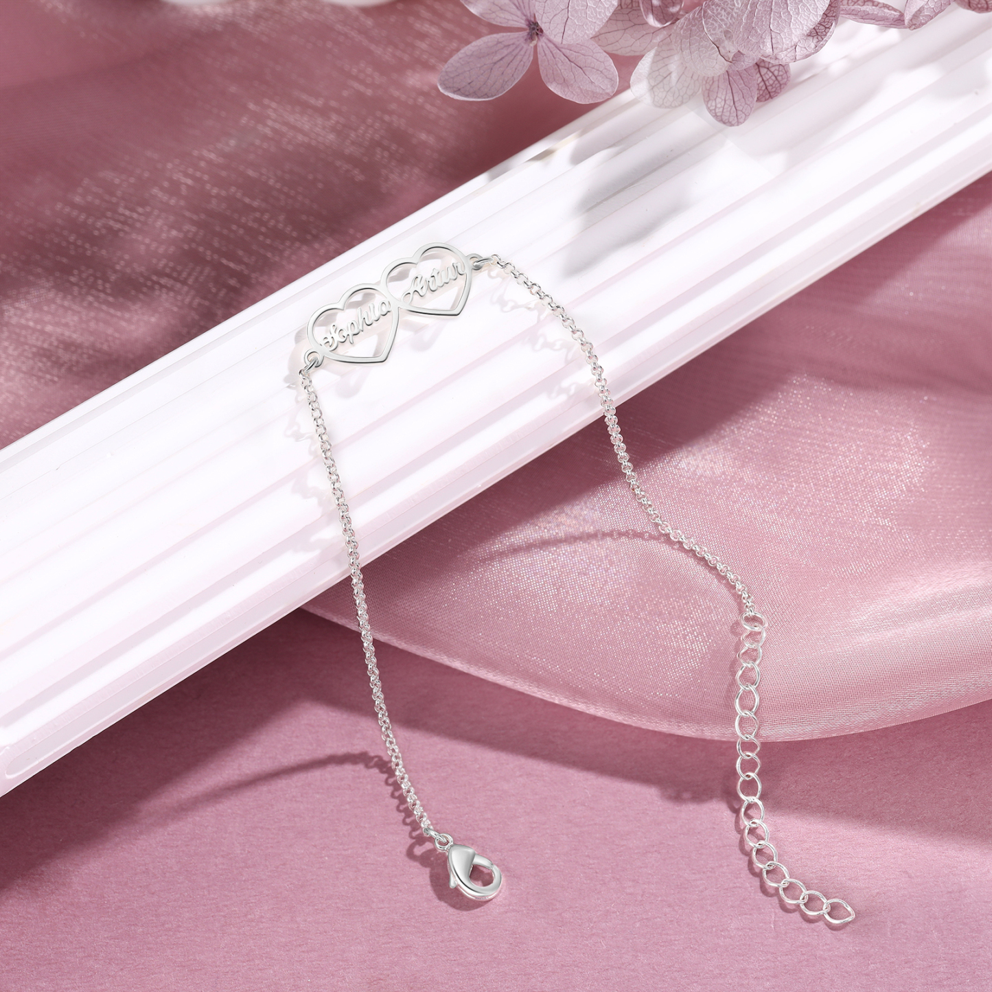 Pulsera 1-4 nombres personalizados con dije de corazón-Jessemade ES