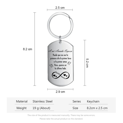 Llavero a mi esposa para pareja "Quiero ser tu último todo" 2 nombres personalizados-Jessemade ES