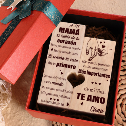 A mi madre-Candelero de madera de dos piezas sin candela 1 nombre personalizado