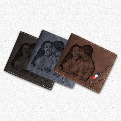 Cartera, billetera personalizada con 1 foto, 1 nombre y 1 letra monedero para hombre-Jessemade ES
