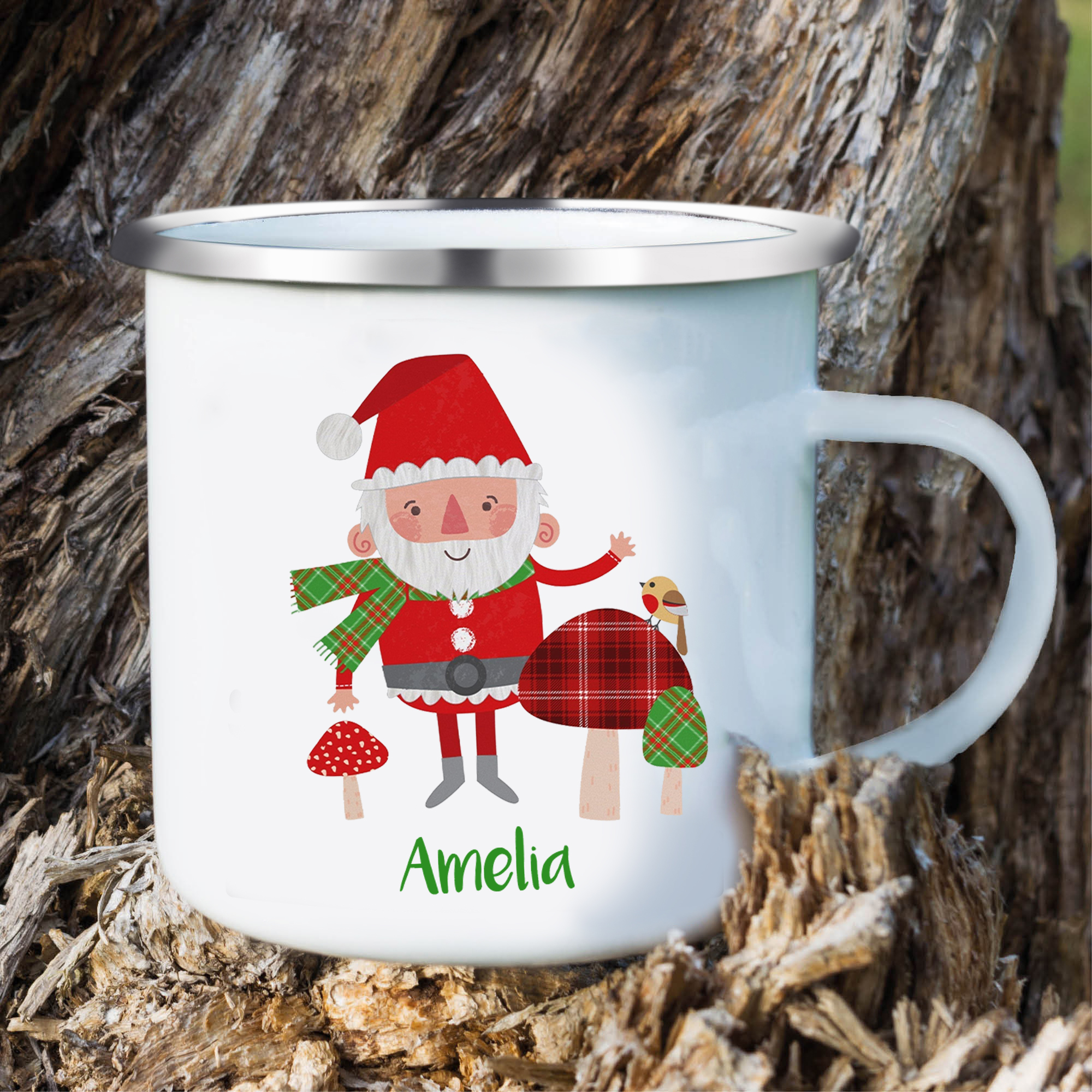 Navidad-Taza Papá Noel para niños con 1 nombre personalizado