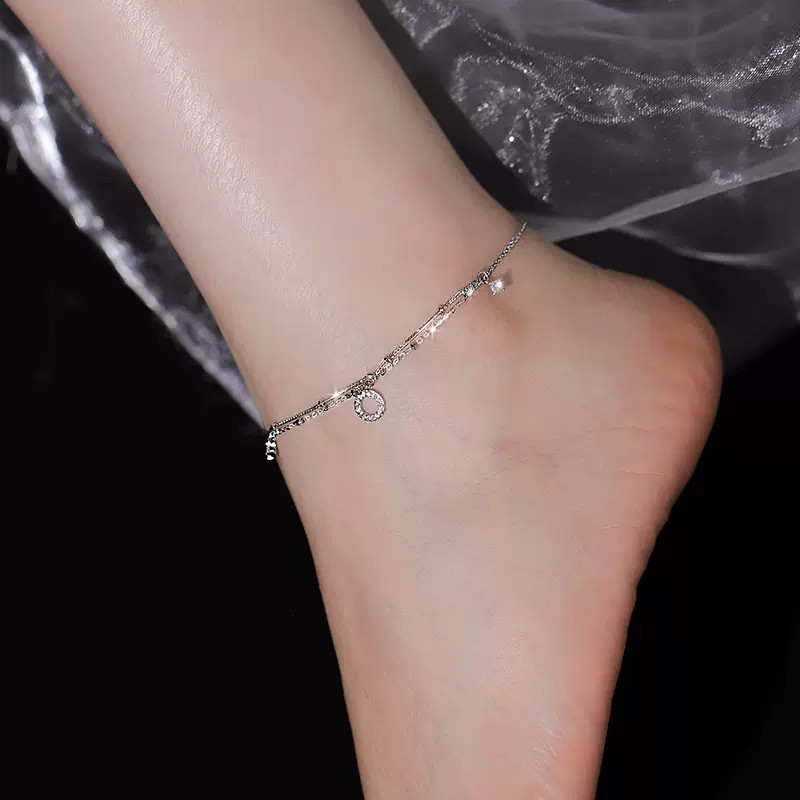 Pulsera de tobillo de doble cadena para mujer regalo de verano