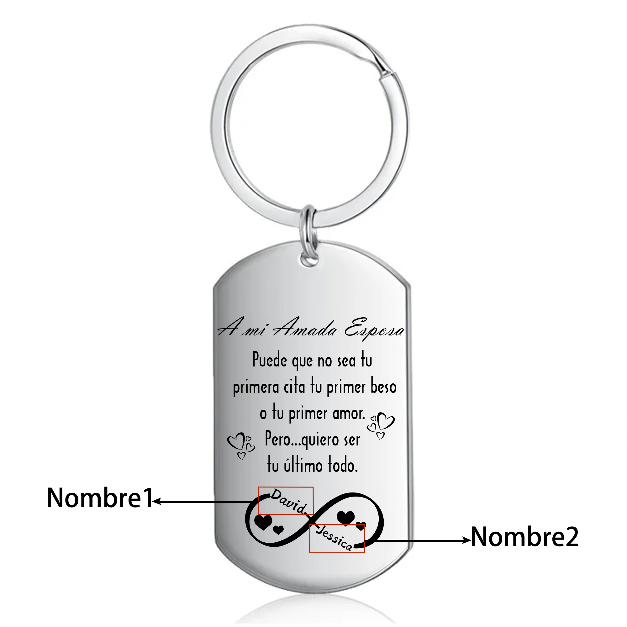 Llavero a mi esposa para pareja "Quiero ser tu último todo" 2 nombres personalizados-Jessemade ES