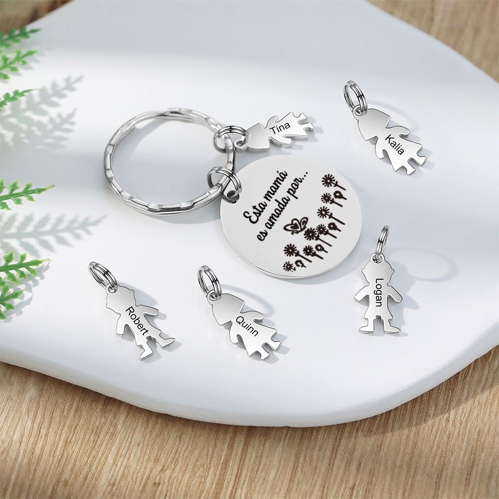 A mi mamá - Llavero con 2 nombres personalizados en "niños"-Jessemade ES