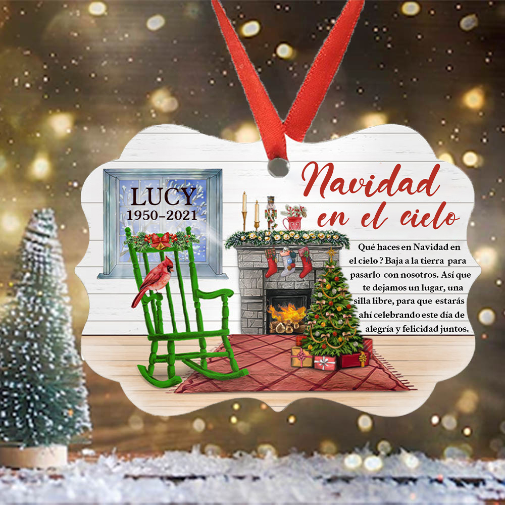 Navidad-Ornamento navideño navidad en el cielo 1 nombre y un texto personalizados Adorno de madera