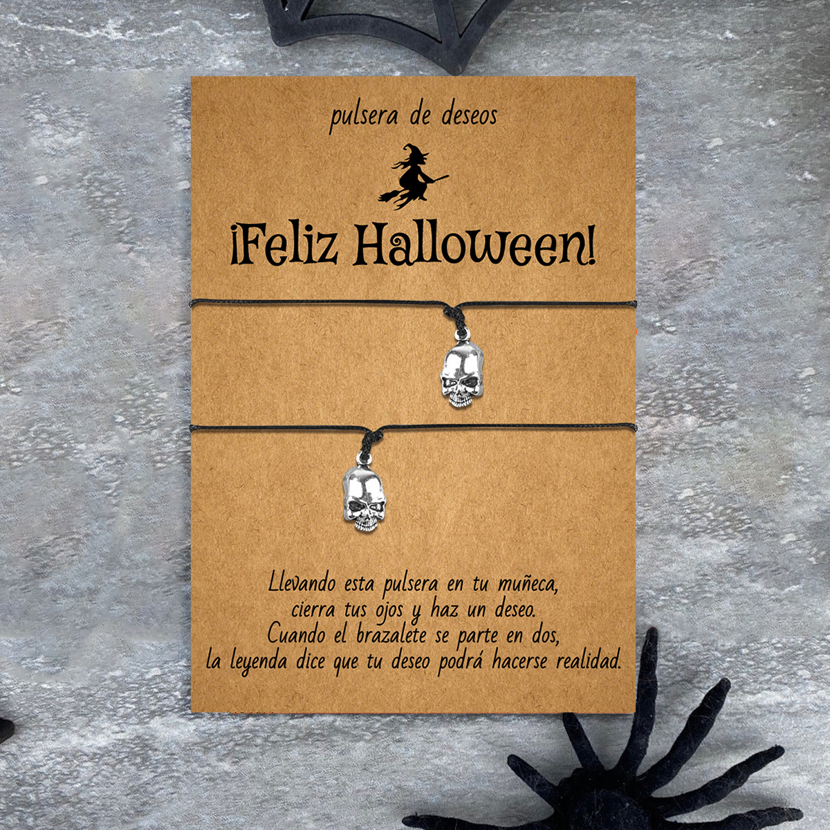 Pulsera de deseos-Unidad de 2 pulseras de calavera💀 ¡Feliz Halloween!-Jessemade ES