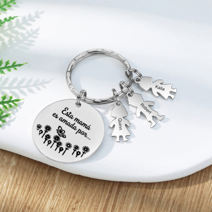 A mi mamá - Llavero con 3 nombres personalizados en "niños"-Jessemade ES