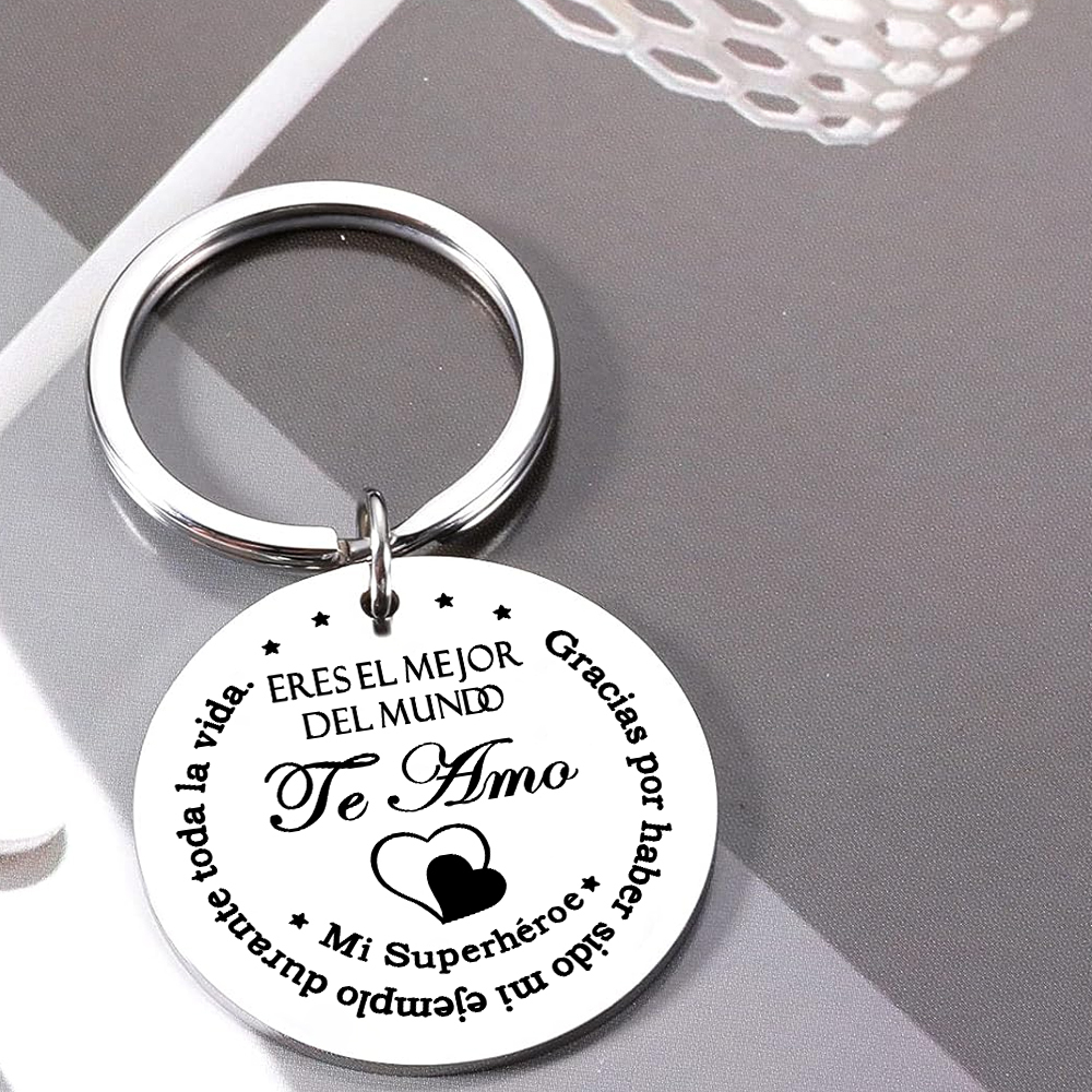 A mi papá-Llavero de placa redonda "papá mi superhéroe"-Jessemade ES