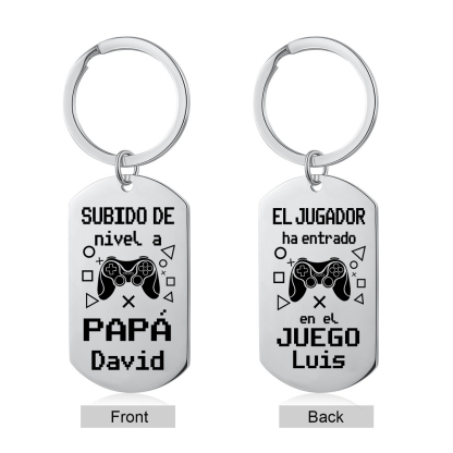 A mi papá-Llavero Personalizado SUBIDO DE NIVEL A PAPÁ 2 Nombres-Jessemade ES