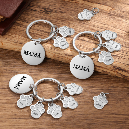 A mi familia - Llavero con 6 nombres personalizados en patas con texto-Jessemade ES