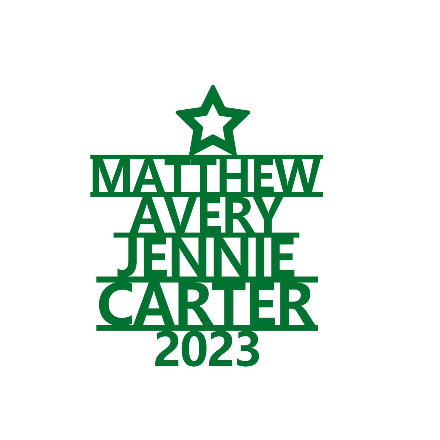 Navidad-Ornamento navideño de madera árbol de nombres con 4 nombres y año personalizados