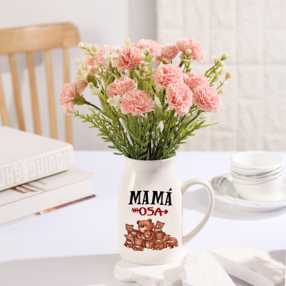 Florero de cerámica mamaosa y sus bebés 2-8 nombres personalizados con texto decoración del hogar-Jessemade ES