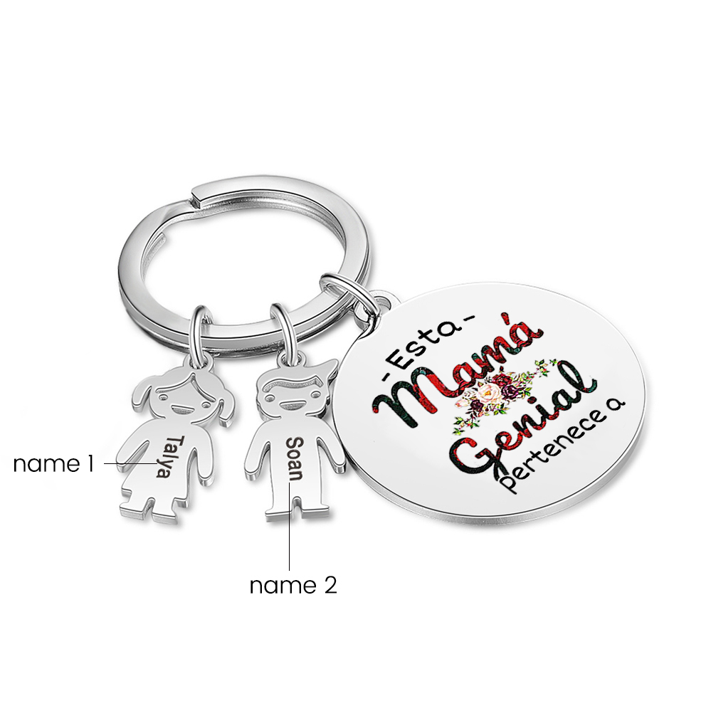 A mi mamá - Llavero 1-5 Nombres Personalizado con Charms de Niños-Jessemade ES