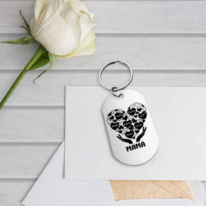 A mi mamá/abuela-Llavero 1-7 Nombres Personalizados con Texto CORAZONES Y MANOS