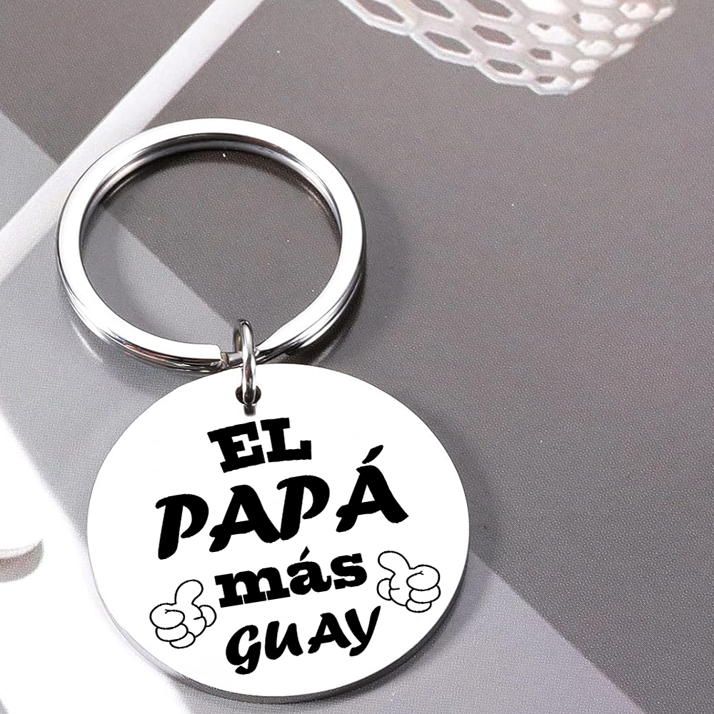 A mi papá-Llavero de placa redonda "papá más guay"-Jessemade ES