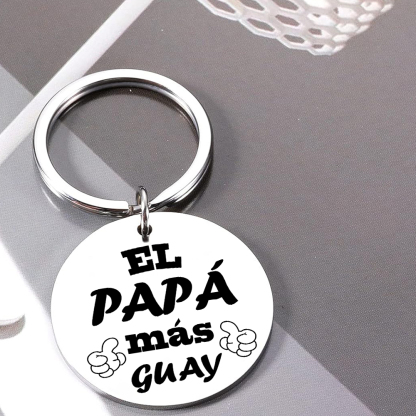 A mi papá-Llavero de placa redonda "papá más guay"-Jessemade ES