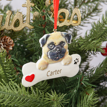 Navidad-Ornamento navideño de resina mascota perro Doguillo 1 nombre personalizado adorno del árbol