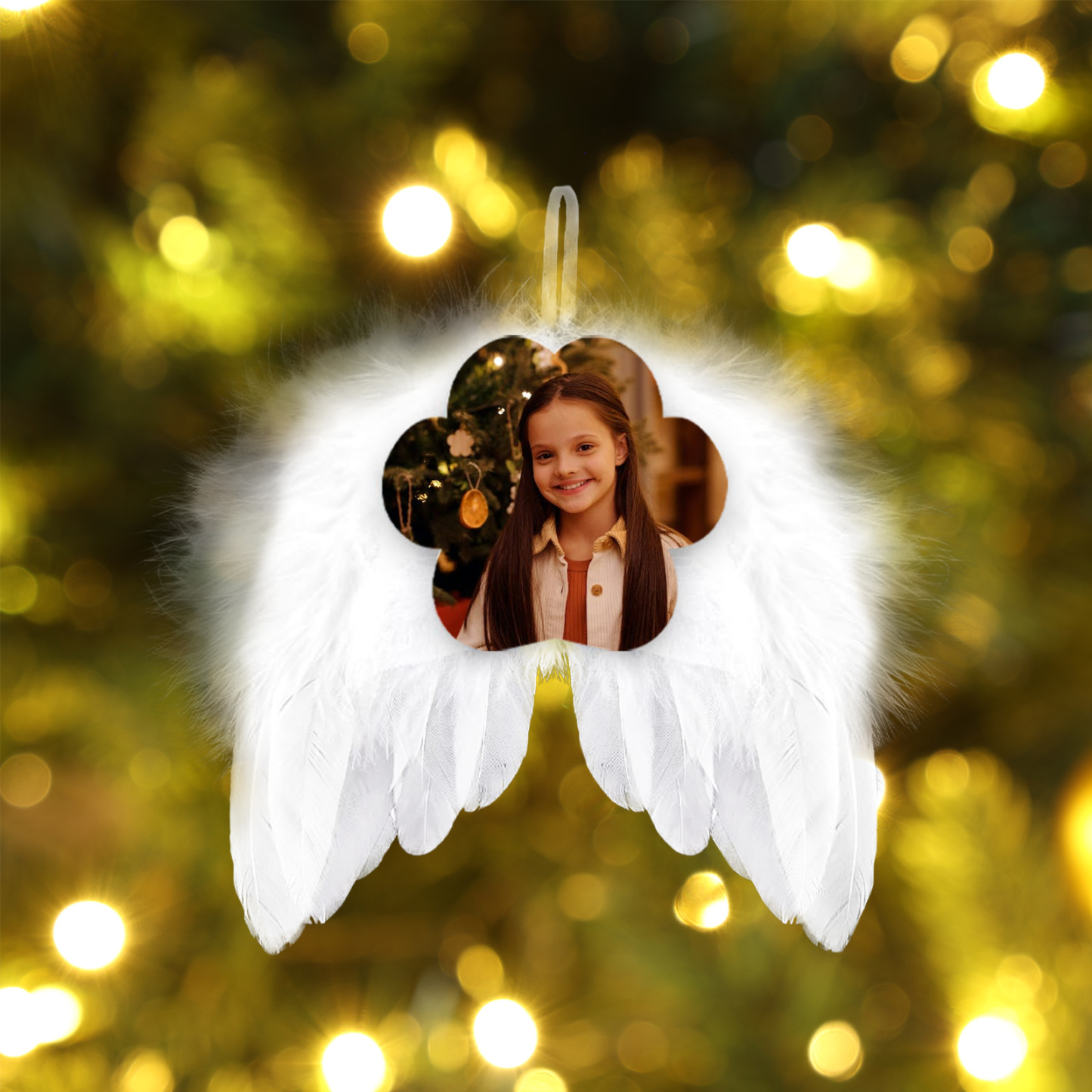 Navidad-Ornamento navideño alas de ángel con 1 foto personalizada adorno del árbol