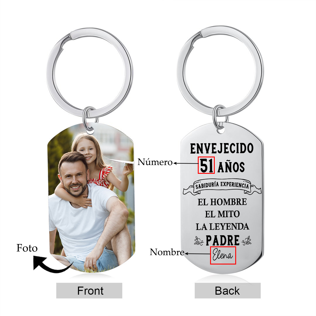 Al cumpleaño de papá-Llavero Personalizado EL HOMBRE EL MITO LA LEYENDA Nombre, Número y Foto-Jessemade ES