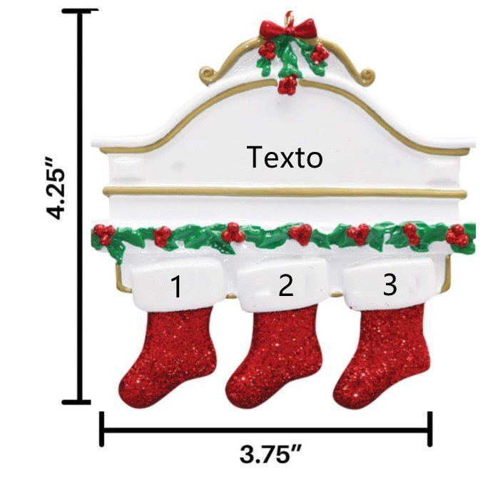 Navidad-Ornamento calcetines navideños 3 nombres personalizados con texto Adorno