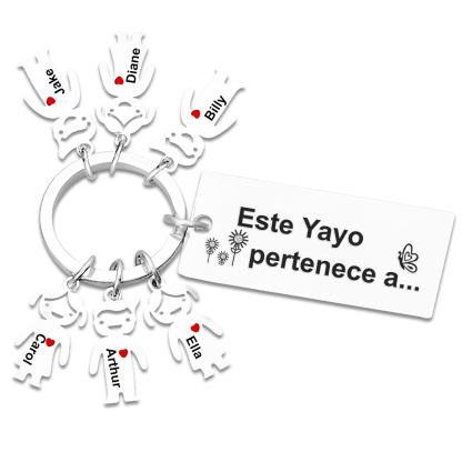 A mi abuelo - Llavero con 1-6 nombres personalizados en "niños" "Este Yayo pertenece a..."-Jessemade ES