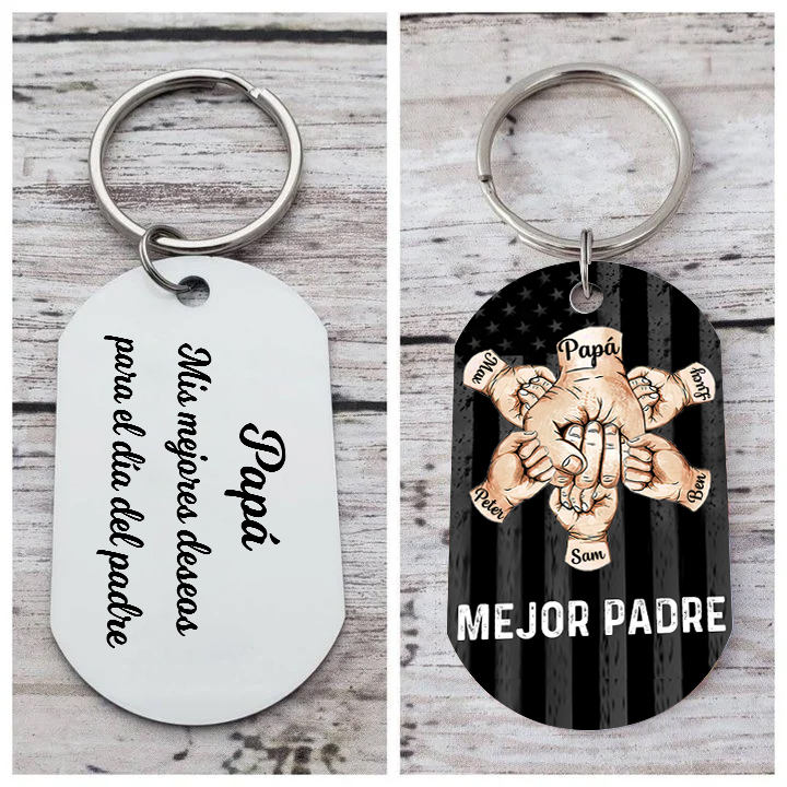 A mi papá-Llavero 1-7 Nombres Personalizados Puño con Puño-Jessemade ES
