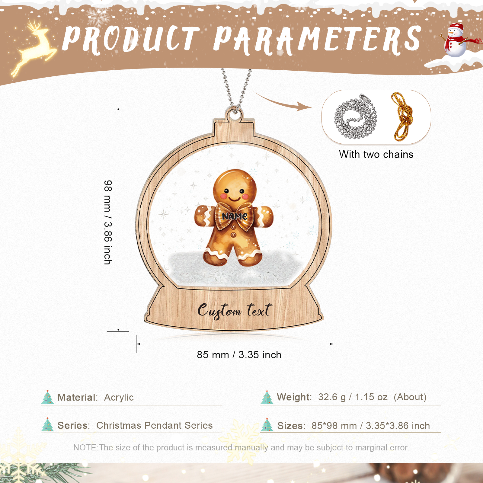 Navidad-Ornamentos Navideños de Acrílico Bola de Cristal 1 Nombre con Texto Personalizados