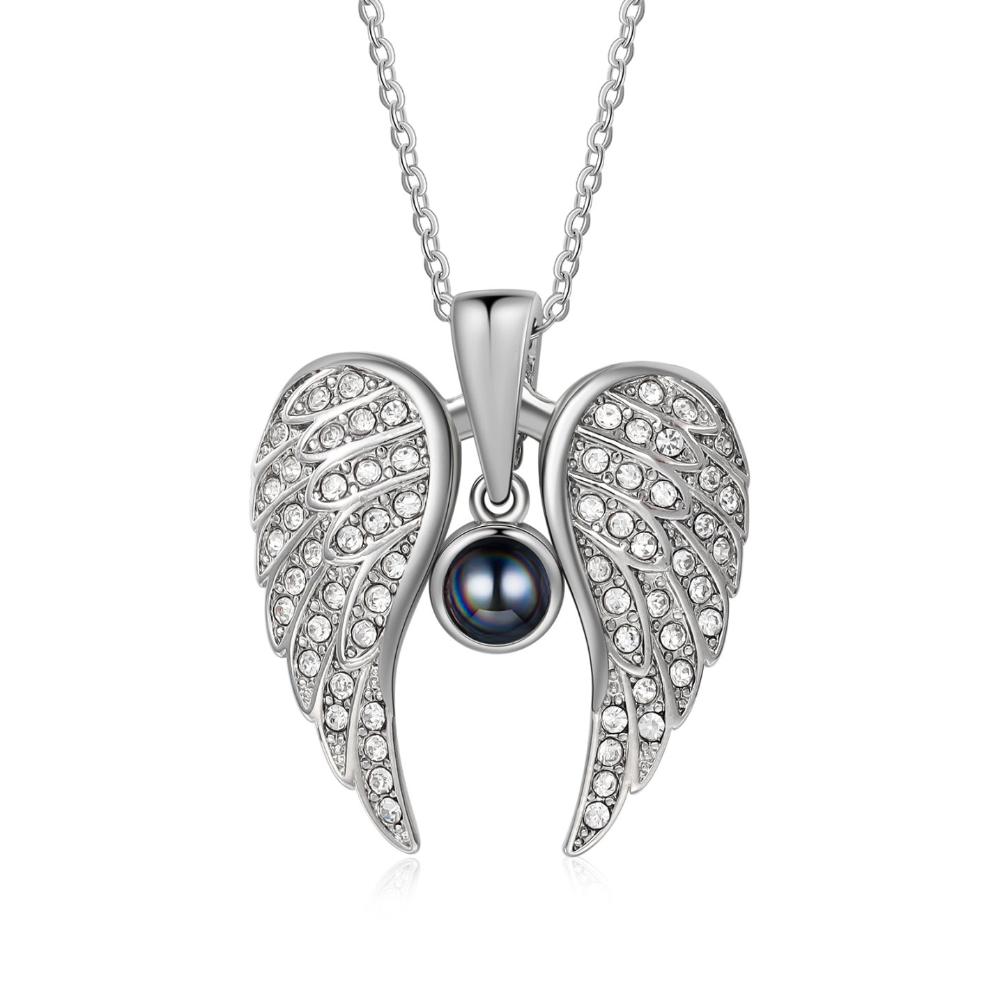 Collar de alas de ángel abiertas personalizado con 1 foto en proyección-Jessemade ES