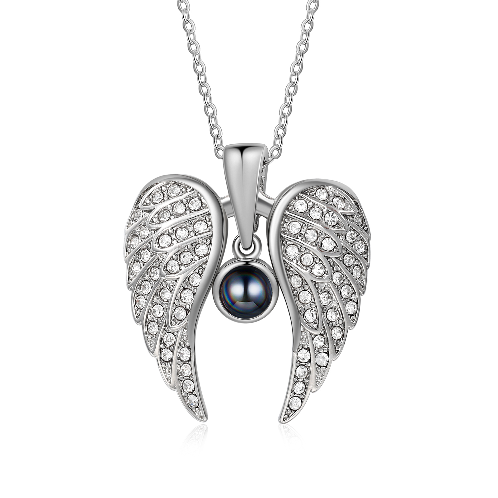 Collar de alas de ángel abiertas personalizado con 1 foto en proyección-Jessemade ES