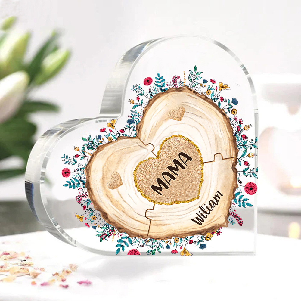 A mi mamá/abuela-Placa de acrílico "Corazones" en forma de corazón 2 nombres personalizados-Jessemade ES