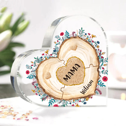 A mi mamá/abuela-Placa de acrílico "Corazones" en forma de corazón 2 nombres personalizados-Jessemade ES