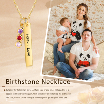 Collar con colgante de placa con 1-6 piedras de nacimiento personalizadas con texto-Jessemade ES
