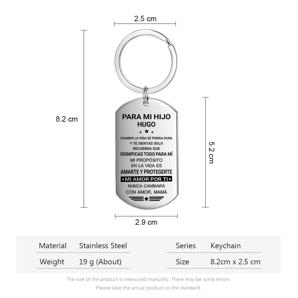 A mi hijo-Llavero de placa "significas todo para mi" de mamá personalizado con 1 nombre-Jessemade ES
