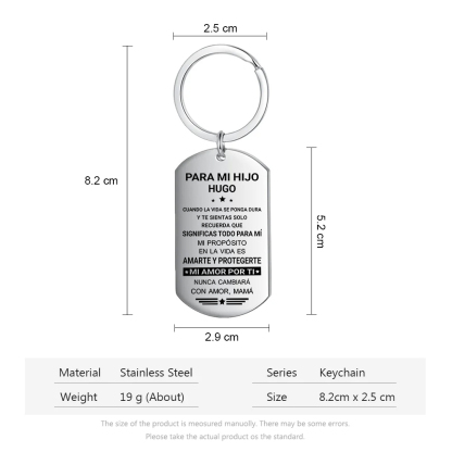 A mi hijo-Llavero de placa "significas todo para mi" de mamá personalizado con 1 nombre-Jessemade ES