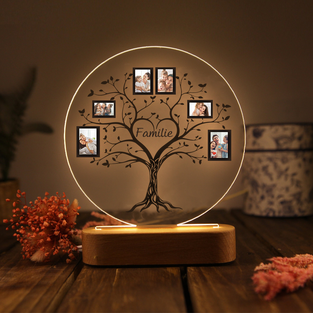 A mi mamá/abuela-Lámpara 3D Ilusión Luz de Noche Personalizada con 2-6 Fotos y 1 Texto-Jessemade ES