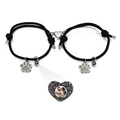 Pulsera para pareja con proyección de foto con dije de corazón magnético-Jessemade ES