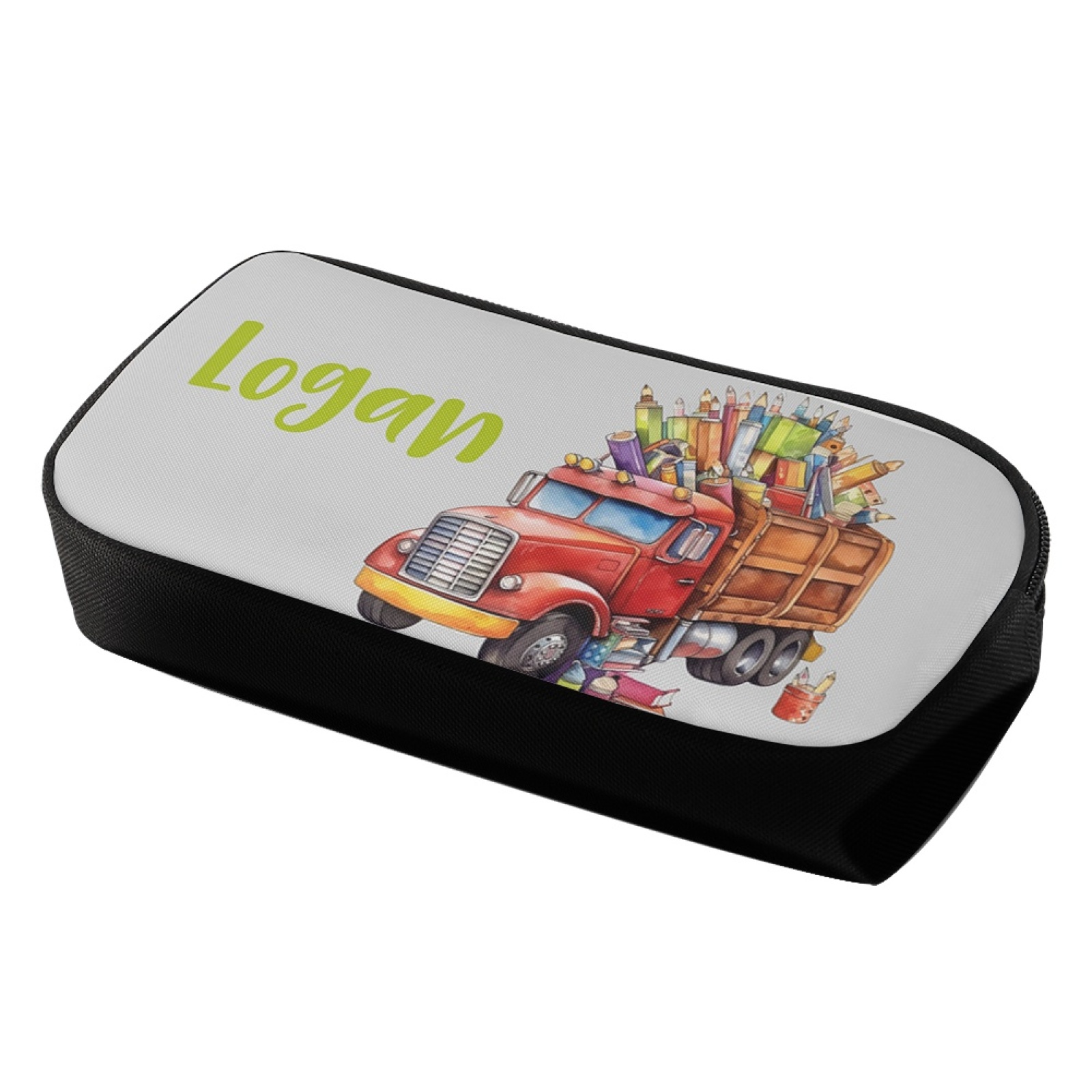 Estuche personalizado con nombre con diseños coloridos de coches/cars para niños