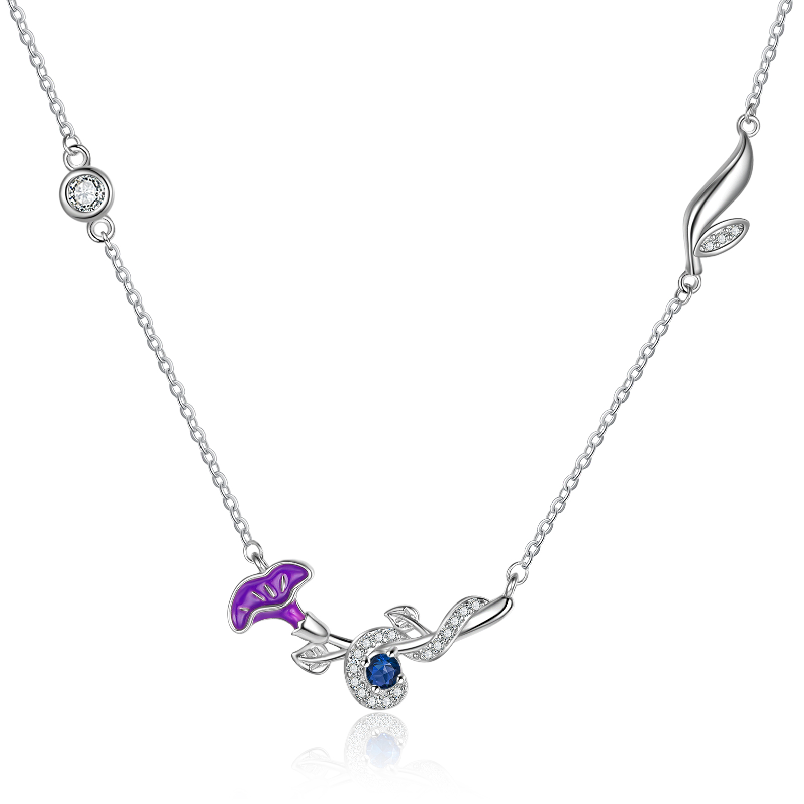 Collar de flor de septiembre petunia con nombre personalizado y piedra de nacimiento-Jessemade ES