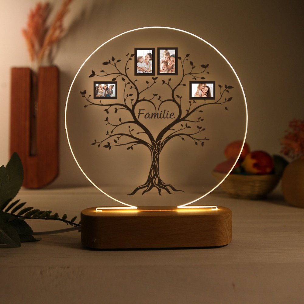 A mi mamá/abuela-Lámpara 3D Ilusión Luz de Noche Personalizada con 2-6 Fotos y 1 Texto-Jessemade ES