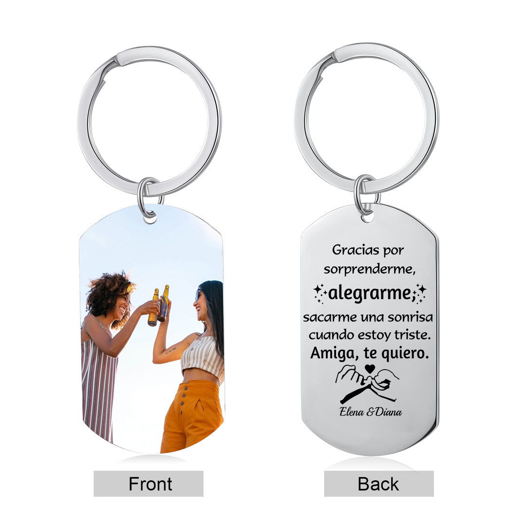 A mi amiga - Llavero con 2 nombres personalizados con foto-Jessemade ES