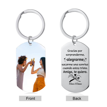 A mi amiga - Llavero con 2 nombres personalizados con foto-Jessemade ES