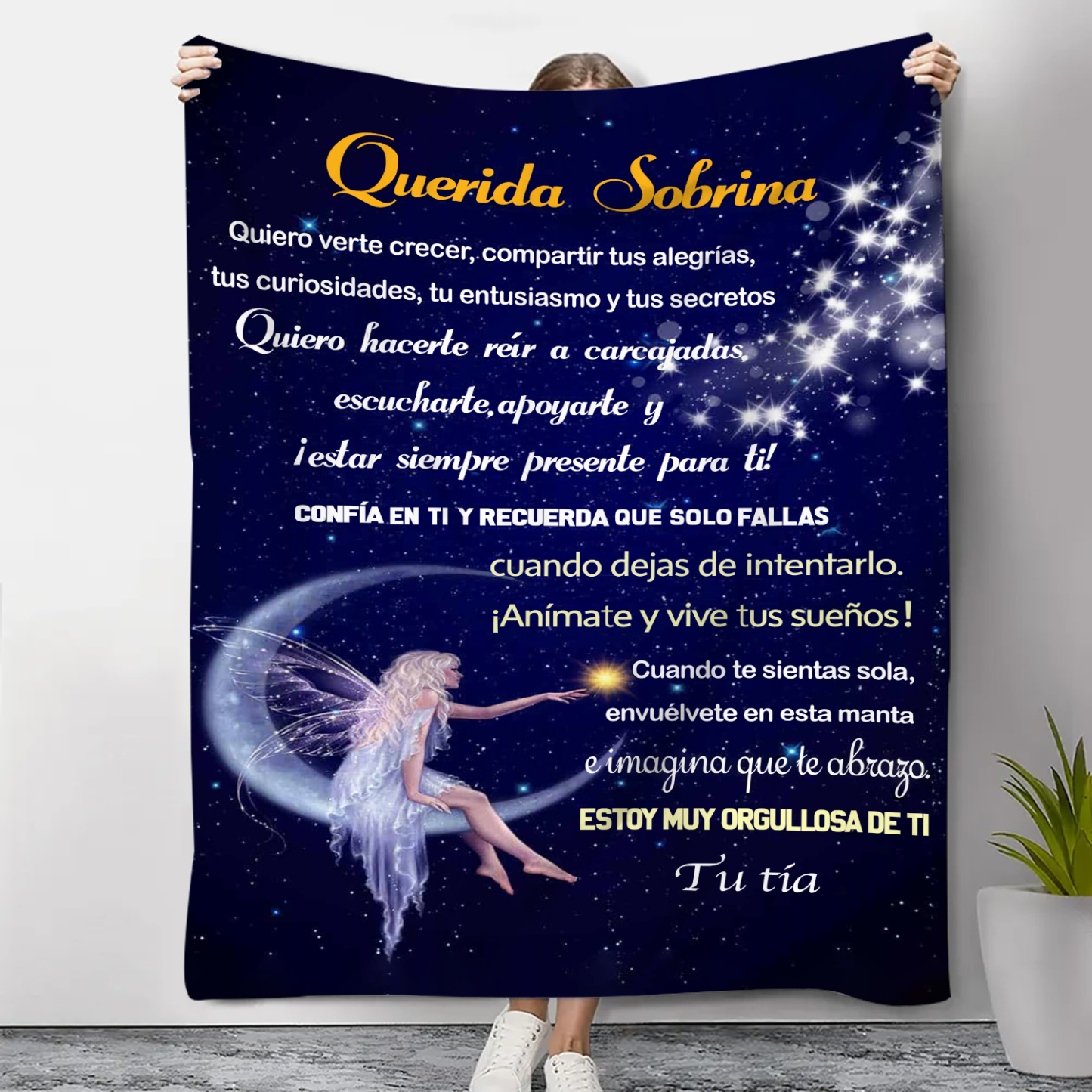 A mi sobrina-Manta de buen calidad con frase amoroso de tía a sobrina-Jessemade ES