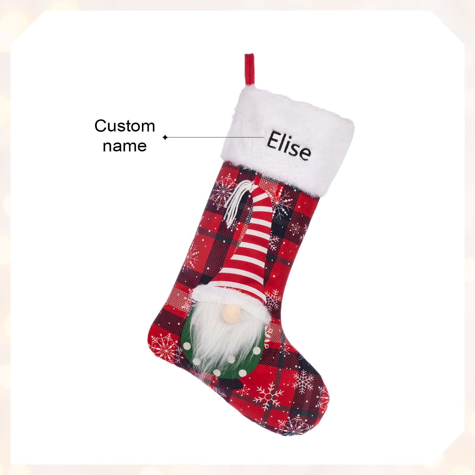 Adornos de medias navideñas de muñecos genios Bolsa de regalo 1 Nombre personalizado-Jessemade ES