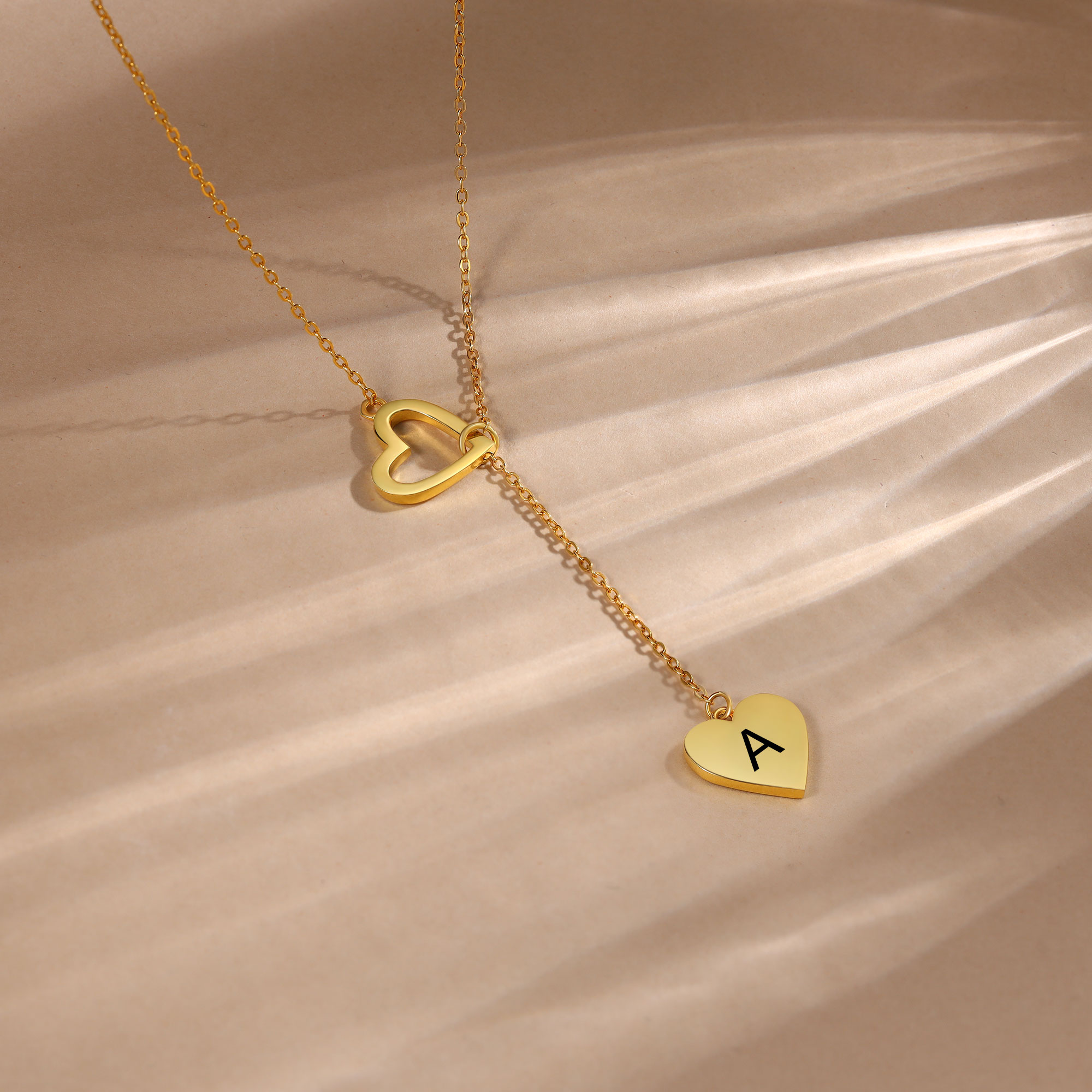 Collar de corazón con 1 letra personalizada-Jessemade ES