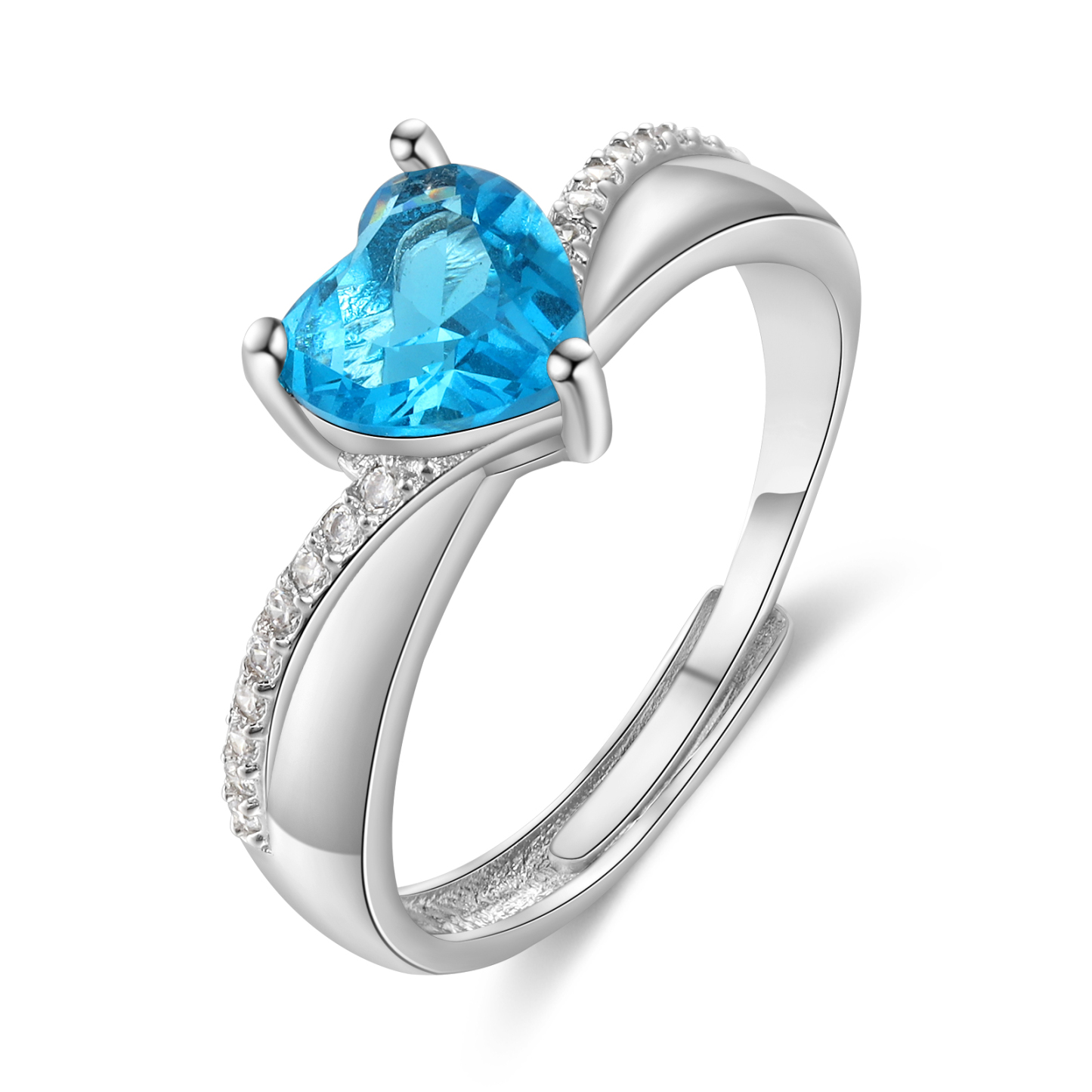 Anillo personalizado con 1 piedra de nacimiento y 2 nombres anillo ajustable-Jessemade ES